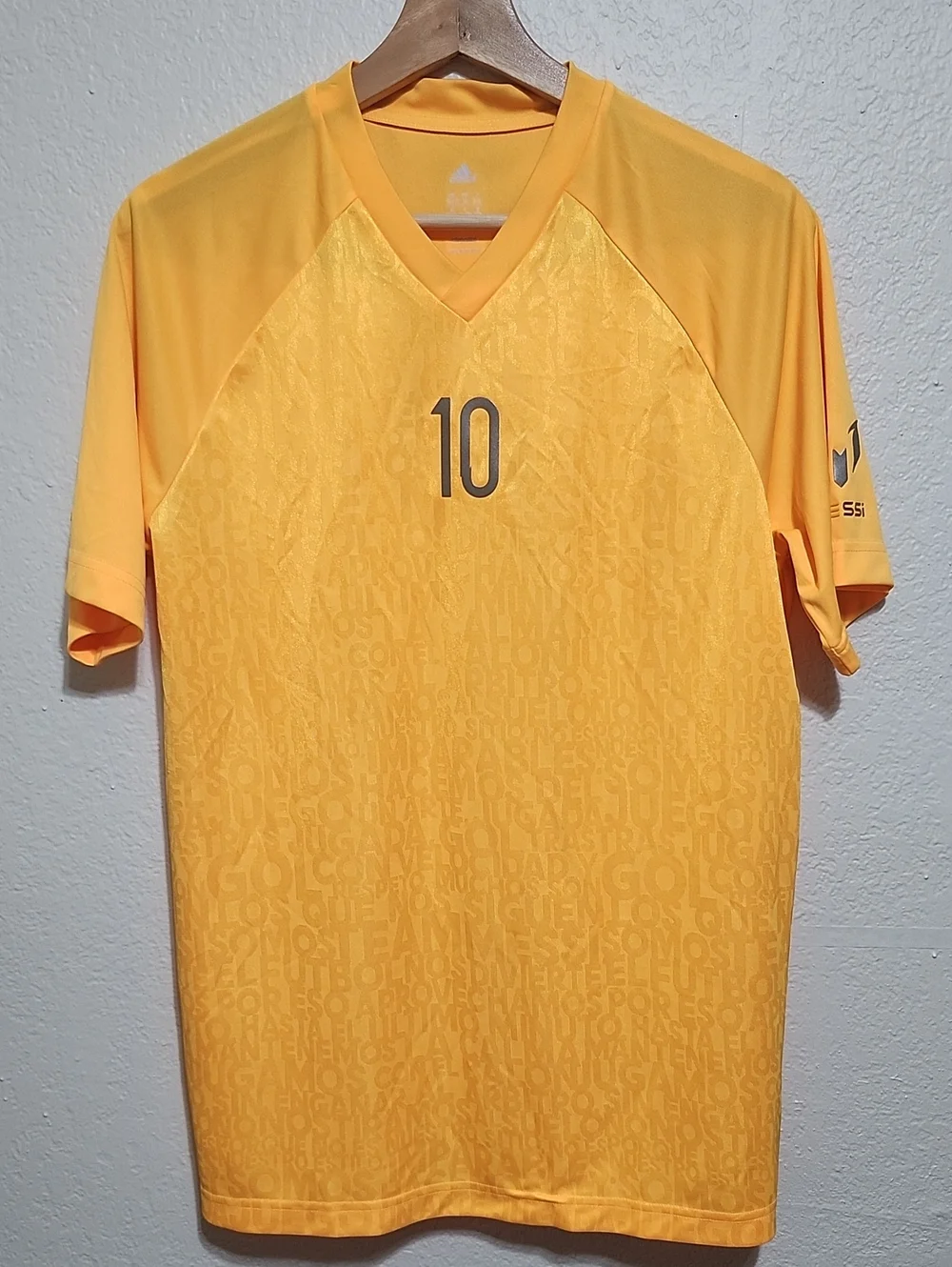 adidas Yellow Men's Soccer Jersey with Number 10